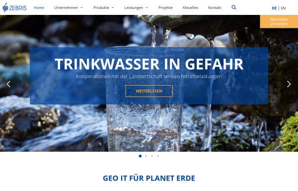 Vorschau von www.zebris.com, ZEBRIS Geoinformationssysteme und Consulting