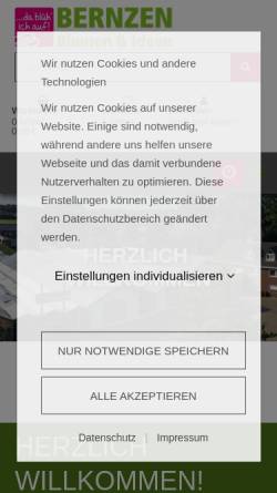 Vorschau der mobilen Webseite www.blumen-bernzen.de, Gärtnerei Gerhard Bernzen