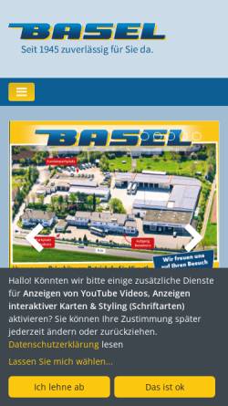 Vorschau der mobilen Webseite www.basel-reisen.de, Busunternehmen Basel