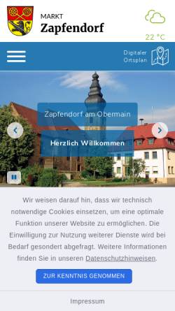 Vorschau der mobilen Webseite www.zapfendorf.de, Zapfendorf