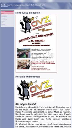 Vorschau der mobilen Webseite www.ov-zell.de, OVZ - Orchester-Vereinigung der Stadt Zell (Mosel) e.V.
