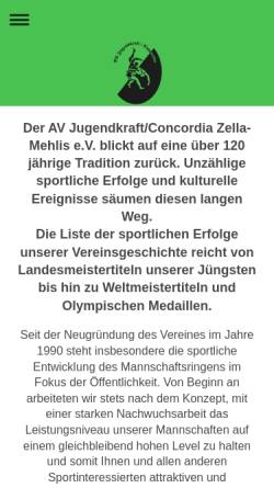 Vorschau der mobilen Webseite www.avjc.de, Athletenverein Jugendkraft / Concordia Zella-Mehlis e.V.