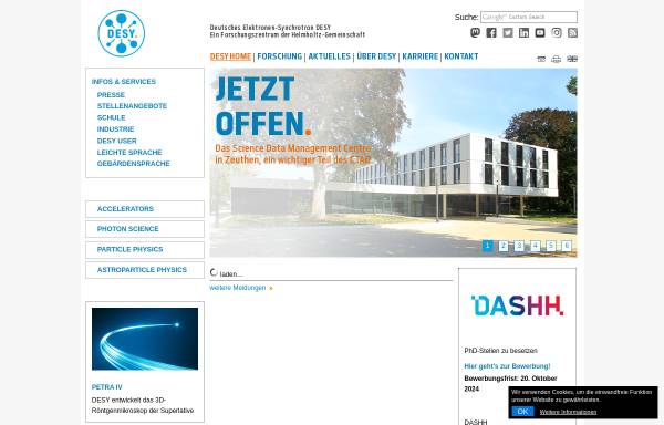 Vorschau von www.desy.de, Deutsches Elektronen Synchrotron - DESY Zeuthen