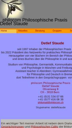 Vorschau der mobilen Webseite www.philocom.ch, Philosophische Praxis Detlef Staude [philocom.ch]