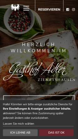 Vorschau der mobilen Webseite www.adler-ziemetshausen.de, Gasthof Adler