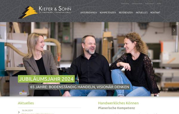 Vorschau von www.massgeschreinert.de, KIEFER & SOHN - kreativer Innenausbau mit eigener Planung und eigener Schreinerei.