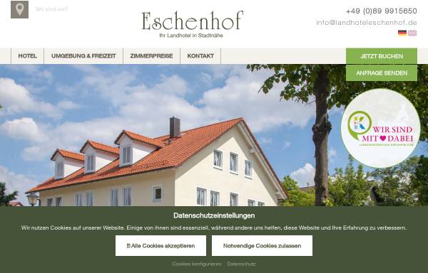 Vorschau von www.landhoteleschenhof.de, Hotel Eschenhof Zorneding