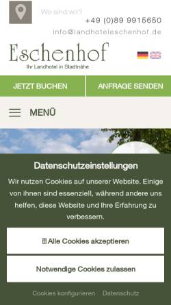 Vorschau der mobilen Webseite www.landhoteleschenhof.de, Hotel Eschenhof Zorneding