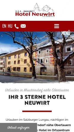 Vorschau der mobilen Webseite www.hotelneuwirt.at, Hotel Gasthof Neuwirt