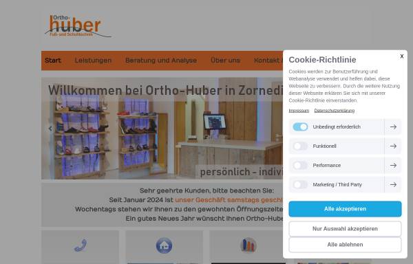 Vorschau von www.ortho-huber.de, Orthopädie & Schuhtechnik Huber