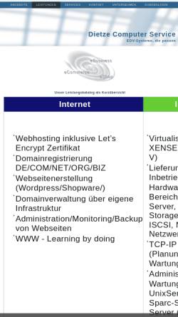Vorschau der mobilen Webseite www.e-dcs.de, Dietze Computer Service