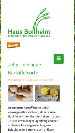 Vorschau der mobilen Webseite www.bollheim.de, Demeter-Hof Haus Bollheim