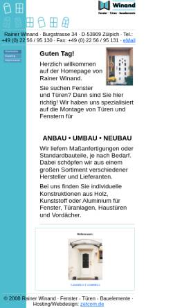 Vorschau der mobilen Webseite www.winand-fenster.de, Winand Fenster, Türen, Bauelemente