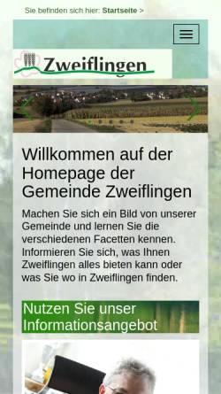 Vorschau der mobilen Webseite www.zweiflingen.de, Gemeinde Zweiflingen