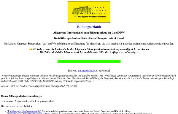 Bildungsurlaub - Gestalt-Institut Köln - GIK Bildungswerkstatt