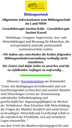 Vorschau der mobilen Webseite www.gestalt.de, Bildungsurlaub - Gestalt-Institut Köln - GIK Bildungswerkstatt