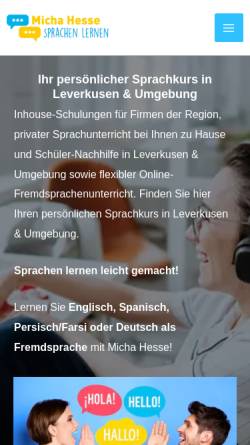 Vorschau der mobilen Webseite www.fremdsprachen-lev.de, Micha Hesse