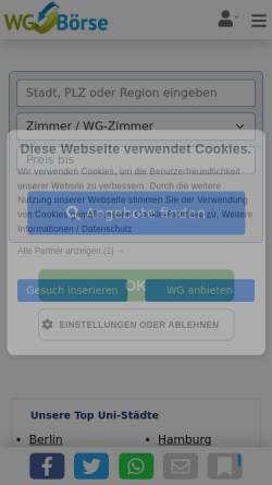 Vorschau der mobilen Webseite www.die-wg-boerse.de, Die WG Börse