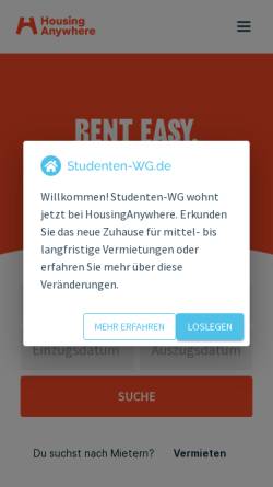 Vorschau der mobilen Webseite www.wgfuerdich.de, WG für Dich