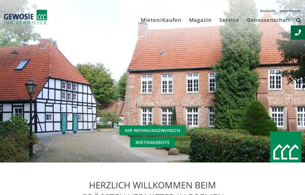 Vorschau von www.gewosie.de, Gewosie - Wohnungsbaugenossenschaft Bremen-Nord eG