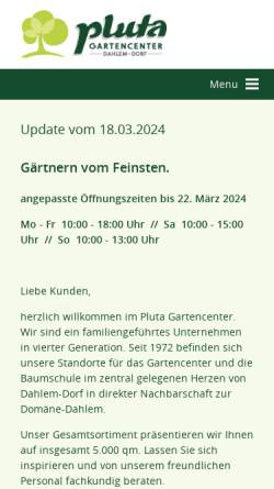 Vorschau der mobilen Webseite www.pluta.de, Pluta Gartencenter