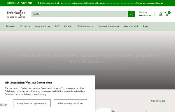 Vorschau von www.erdanker.de, Erdanker und Schraubfundamente für den Gartenbau