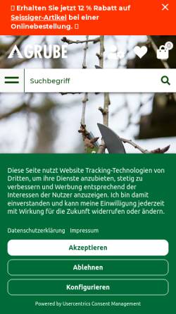 Vorschau der mobilen Webseite www.grube.de, Grube KG Forstgerätestelle