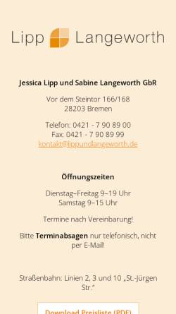 Vorschau der mobilen Webseite www.lippundlangeworth.de, Friseurstudio Lipp+Langeworth GbR