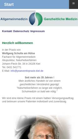 Vorschau der mobilen Webseite www.praeventivpraxis-kiel.de, Präventivpraxis Kiel