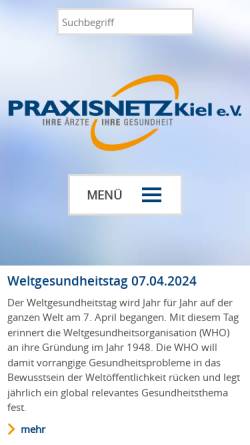 Vorschau der mobilen Webseite www.praxisnetz-kiel.de, Regionales Praxisnetz Kiel