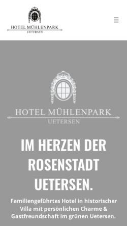 Vorschau der mobilen Webseite www.muehlenpark.de, Hotel Mühlenpark GmbH