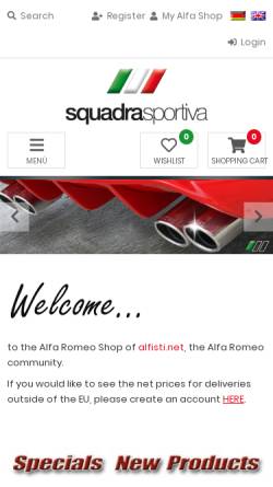 Vorschau der mobilen Webseite shop.alfisti.net, Alfisti.net Shop - Squadra Sportiva e.K.