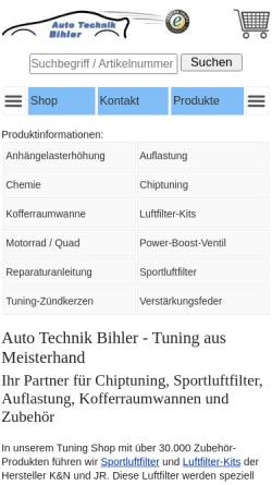 Vorschau der mobilen Webseite www.atb-tuning.de, Auto Technik Bihler