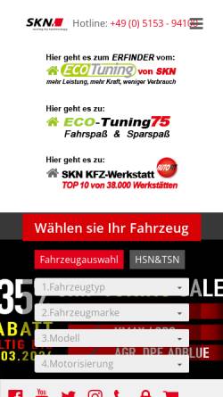 Vorschau der mobilen Webseite www.skn-tuning.de, SKN-Tuning, SKN Kfz. Handels - GmbH