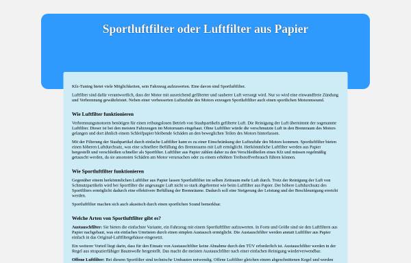 Sportfilter, MHV Marketing-Handel-Vertrieb Ramona Seifert
