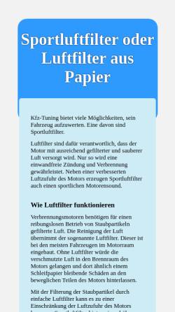 Vorschau der mobilen Webseite www.sportfilter.de, Sportfilter, MHV Marketing-Handel-Vertrieb Ramona Seifert
