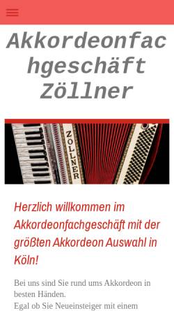 Vorschau der mobilen Webseite www.akkordeonfachgeschaeft.de, Akkordeonfachgeschäft Zöllner