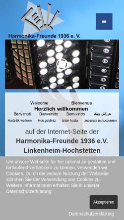 Vorschau der mobilen Webseite www.akkordeon-linkenheim.de, Harmonika-Freunde 1936 e.V. Linkenheim-Hochstetten