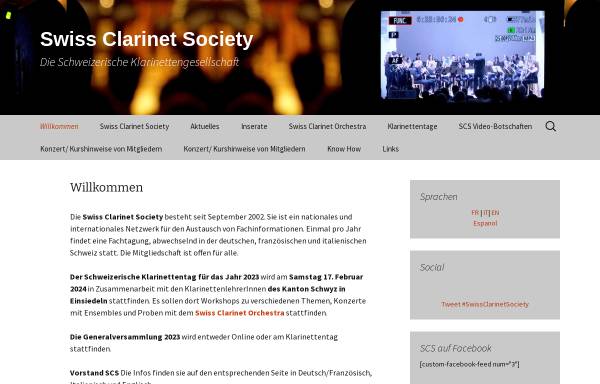 Vorschau von www.clarinetsociety.ch, Swiss Clarinet Society