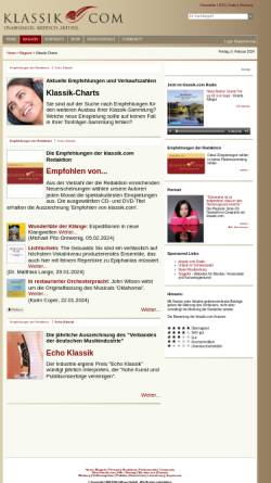Vorschau der mobilen Webseite magazin.klassik.com, Klassik-Charts