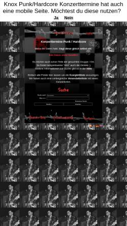 Vorschau der mobilen Webseite knox.p-u-n-k.de, Knox Punk / Hardcore Konzerttermine