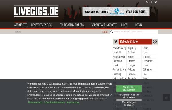 Vorschau von www.livegigs.de, livegigs.de - Die Termin-Suchmaschine