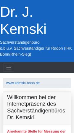 Vorschau der mobilen Webseite www.kemski-bonn.de, Kemski & Partner - Beratende Geologen