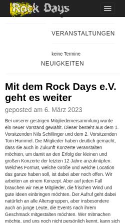 Vorschau der mobilen Webseite www.rockdays.de, Rock Days