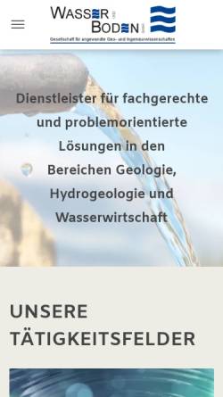 Vorschau der mobilen Webseite www.wasserundboden.de, Wasser und Boden GmbH - Gesellschaft für angewandte Geo- und Ingenieurwissenschaften
