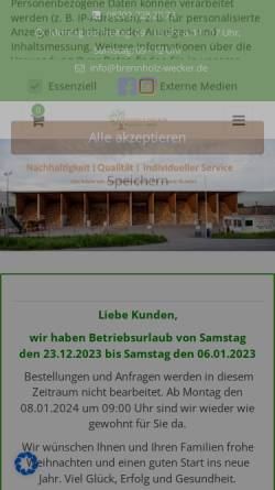 Vorschau der mobilen Webseite brennholz-wecker.de, Brennholzhandel Georg Wecker