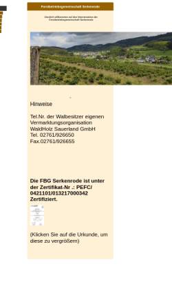 Vorschau der mobilen Webseite www.fbg-serkenrode.de, Forstbetriebsgemeinschaft Serkenrode
