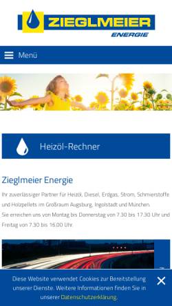 Vorschau der mobilen Webseite www.zieglmeier-energie.de, Zieglmeier Energie GmbH