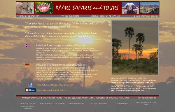 Vorschau von www.paarl-safari.de, Paarl Safari and Tours