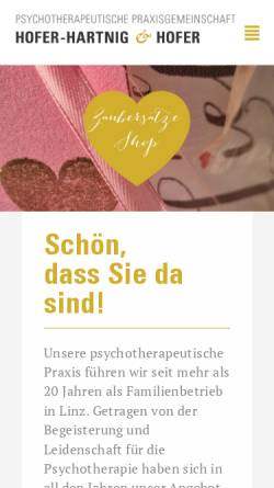 Vorschau der mobilen Webseite www.hoferpsychotherapie.at, Psychotherapeutische Praxisgemeinschaft - Hofer - Hartnig & Hofer